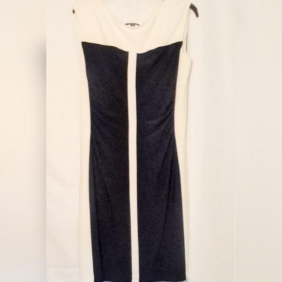 Chaps Women's Elegant Black and White Dress Size L - Picture 1 of 7